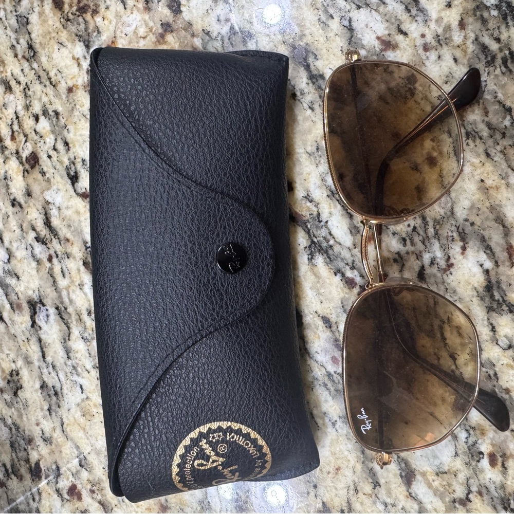 Ray-Ban Gold Frame Sunglasses with Brown Lenses